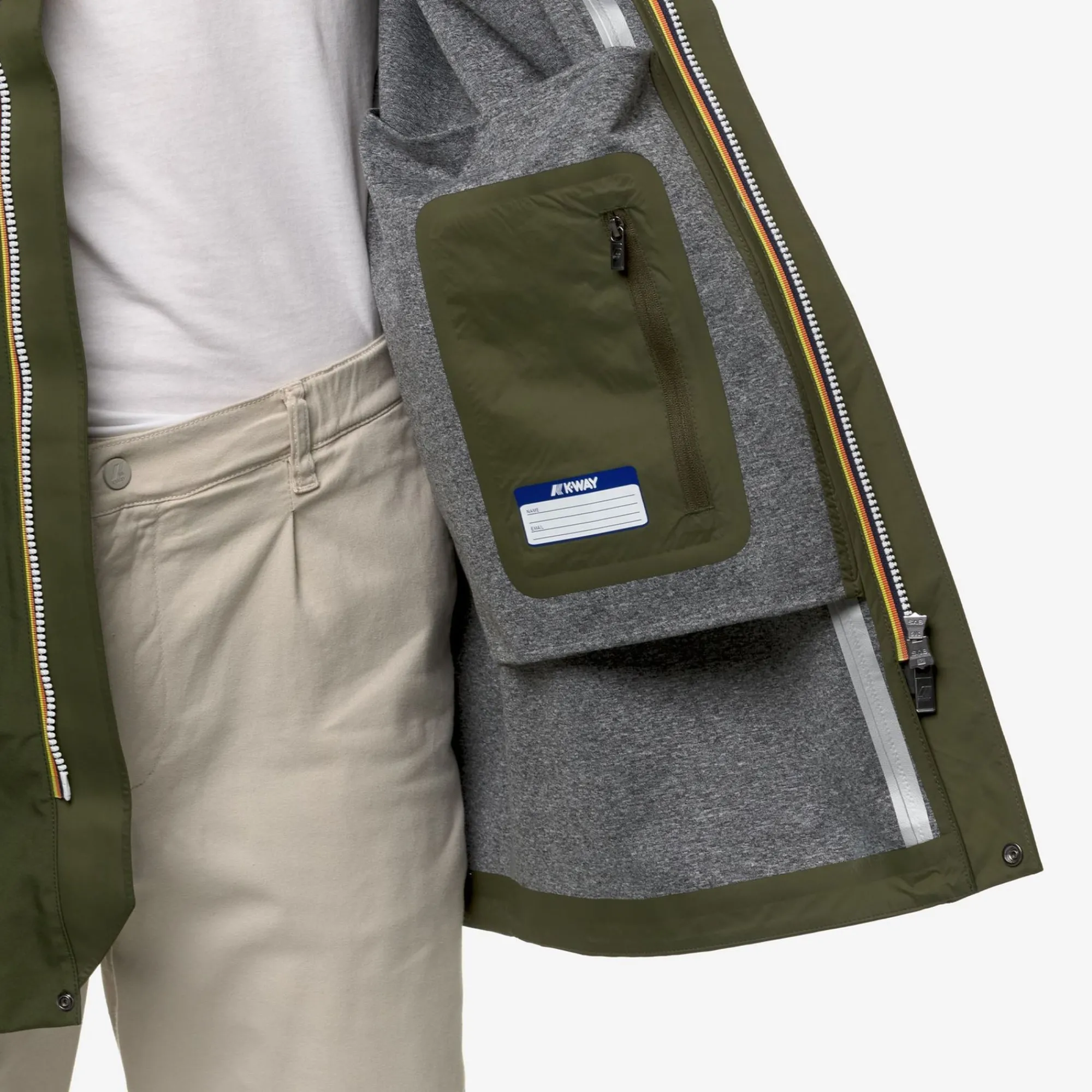 K-WAY Benny Bonded Jersey - Jackets - 3/4 Length - Man - Green Cypress Flash Sale