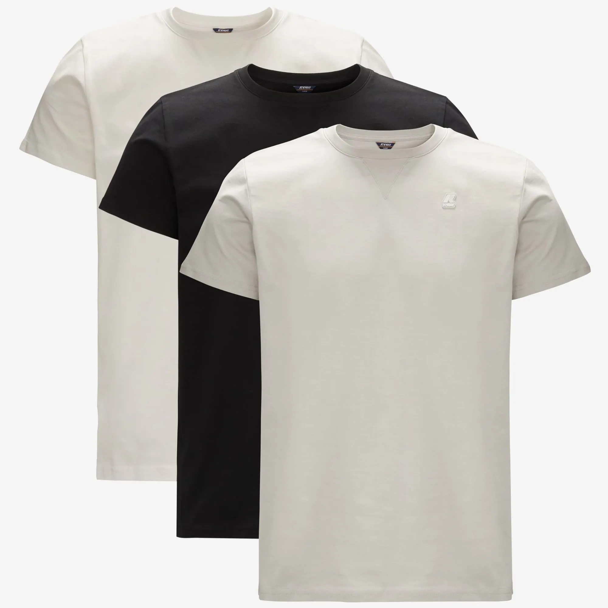 K-WAY Edwing Round Sleeves Three Pack - T-Shirtstop - T-Shirt - Man - White Milk-Grey Mid-Black Pure Hot
