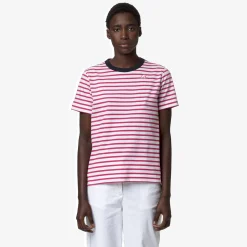 K-WAY Emeli Stripes - T-Shirtstop - T-Shirt - Woman - White-Pink D-Blue Best Sale