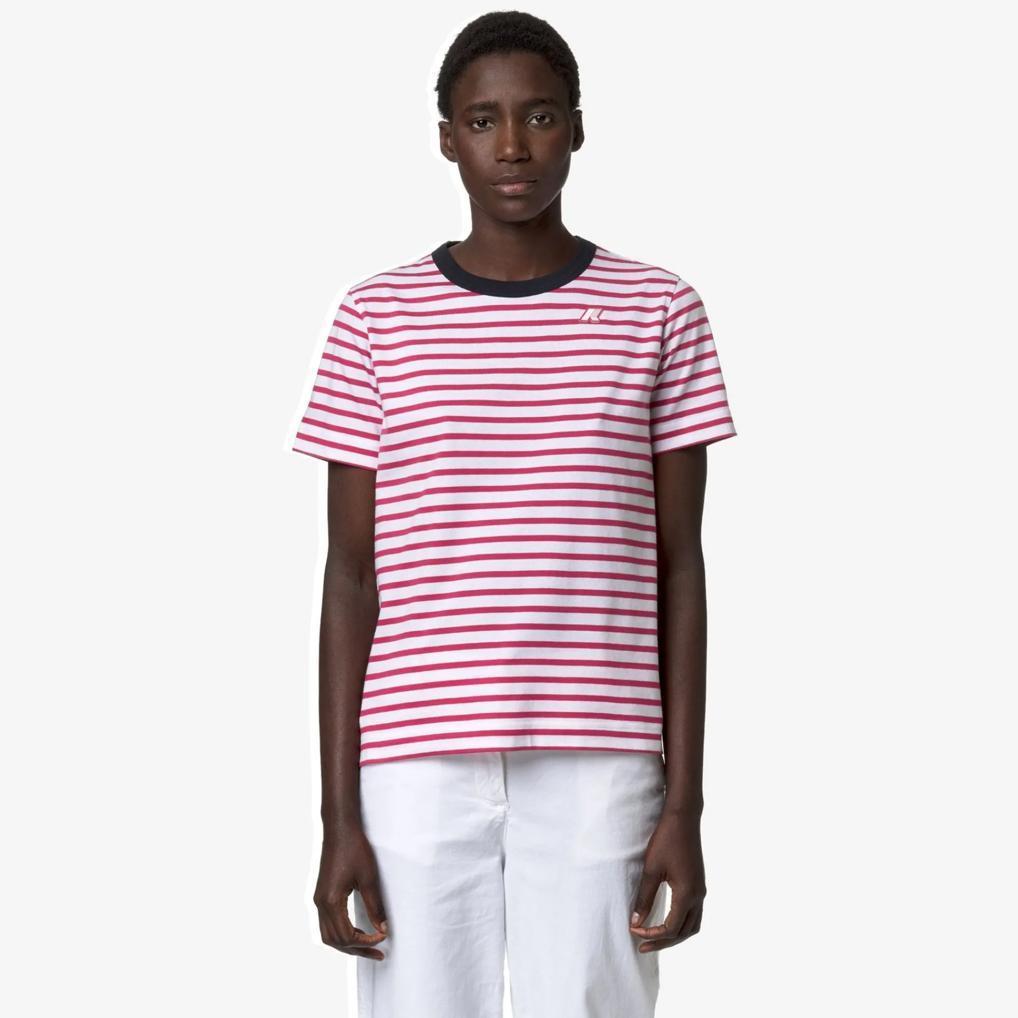 K-WAY Emeli Stripes - T-Shirtstop - T-Shirt - Woman - White-Pink D-Blue Best Sale