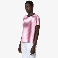 K-WAY Emeli Stripes - T-Shirtstop - T-Shirt - Woman - White-Pink D-Blue Best Sale