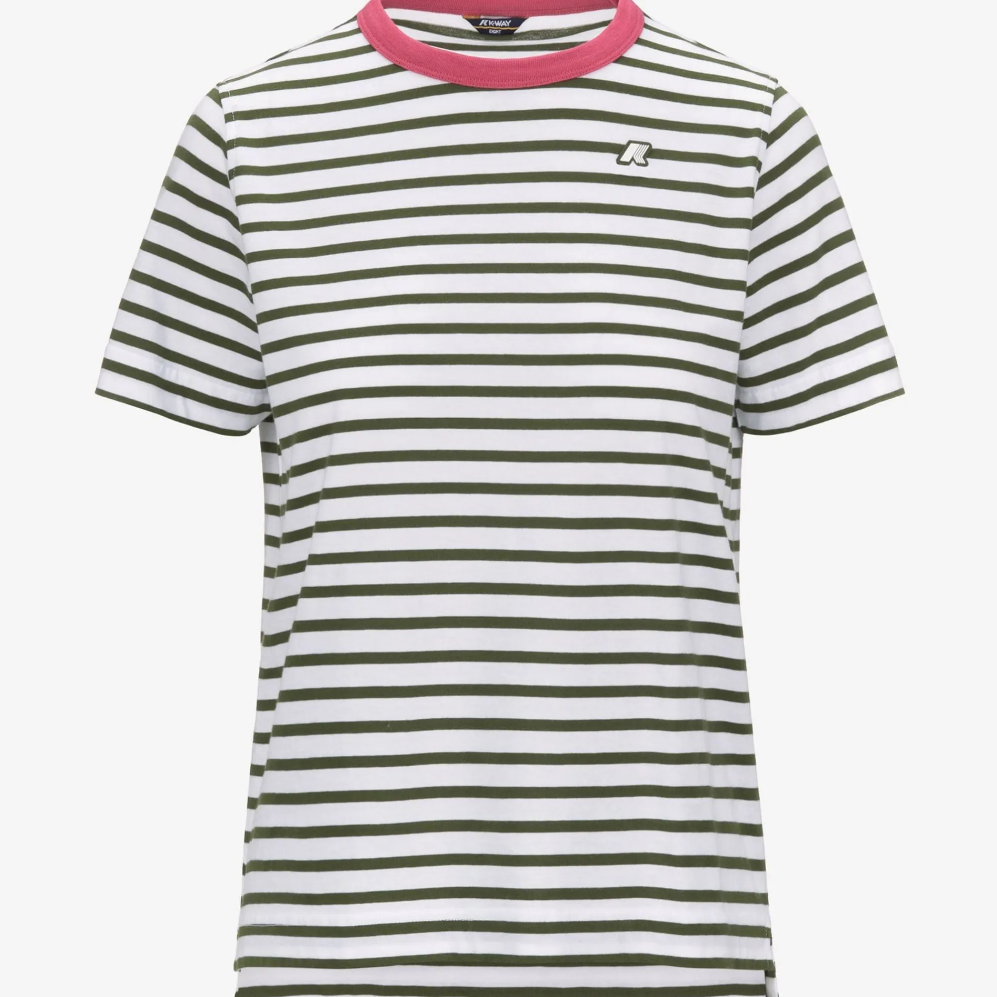 K-WAY Emeli Stripes - T-Shirtstop - T-Shirt - Woman - White-Green-Pink Discount