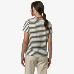 K-WAY Emeli Stripes - T-Shirtstop - T-Shirt - Woman - White-Green-Pink Discount