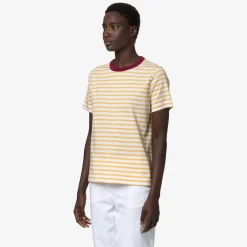 K-WAY Emeli Stripes - T-Shirtstop - T-Shirt - Woman - White-Yellow-Red Best Sale