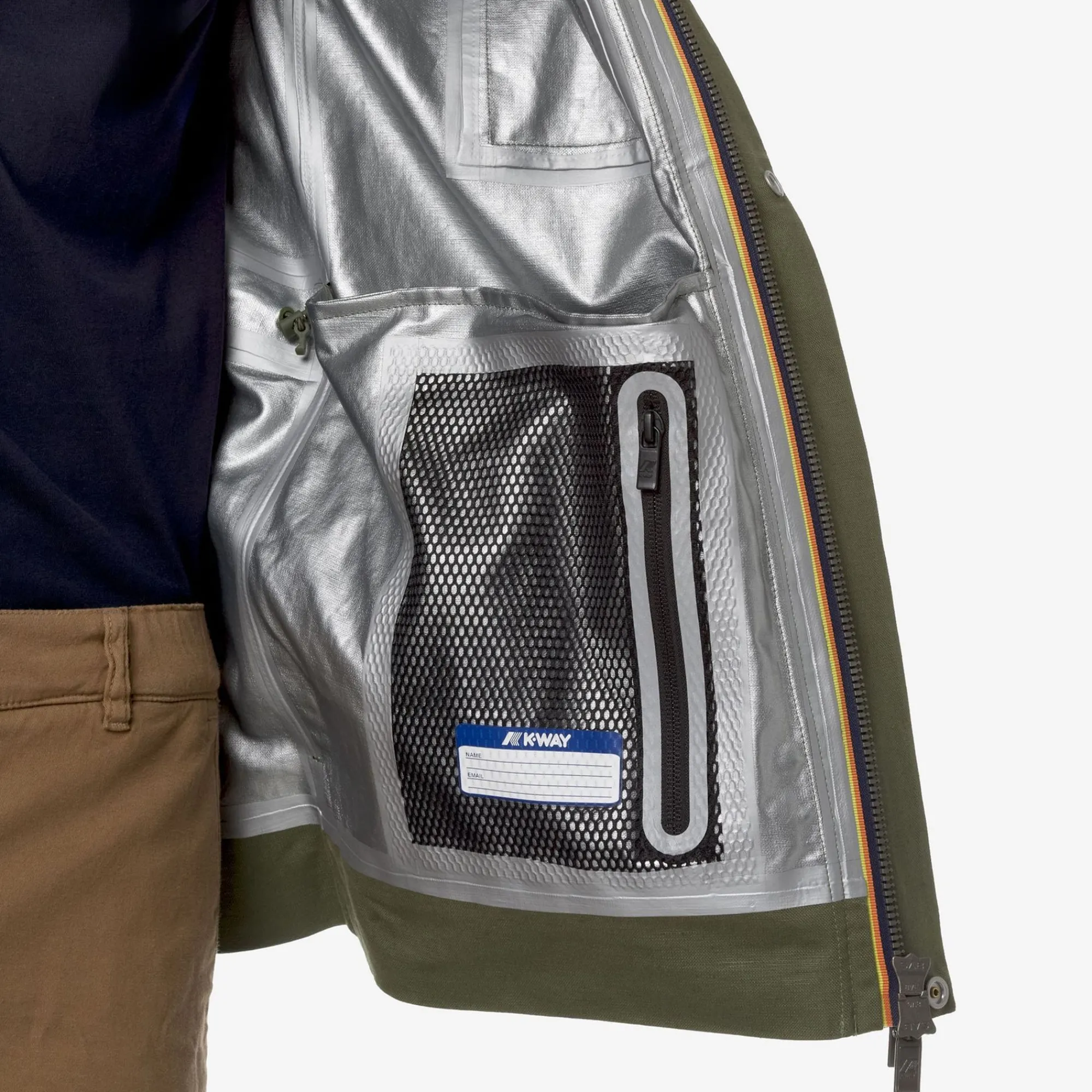 K-WAY Erhal Linen Blend 2L - Jackets - Mid - Man - Green Cypress-Silver Hot