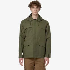 K-WAY Erhal Linen Blend 2L - Jackets - Mid - Man - Green Cypress-Silver Hot