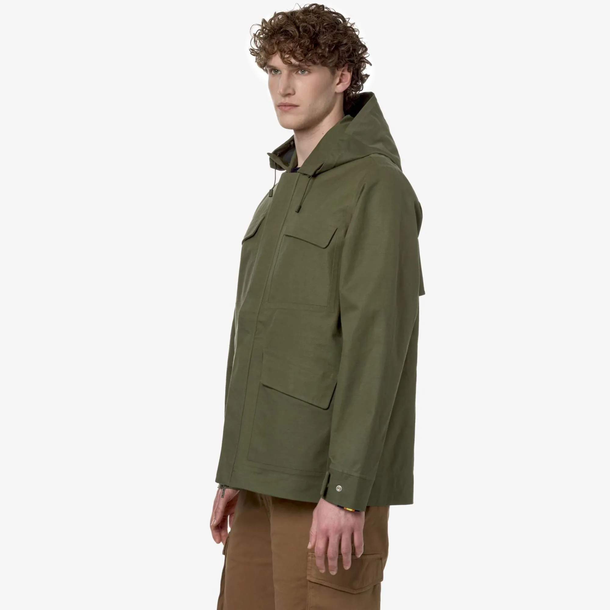 K-WAY Erhal Linen Blend 2L - Jackets - Mid - Man - Green Cypress-Silver Hot