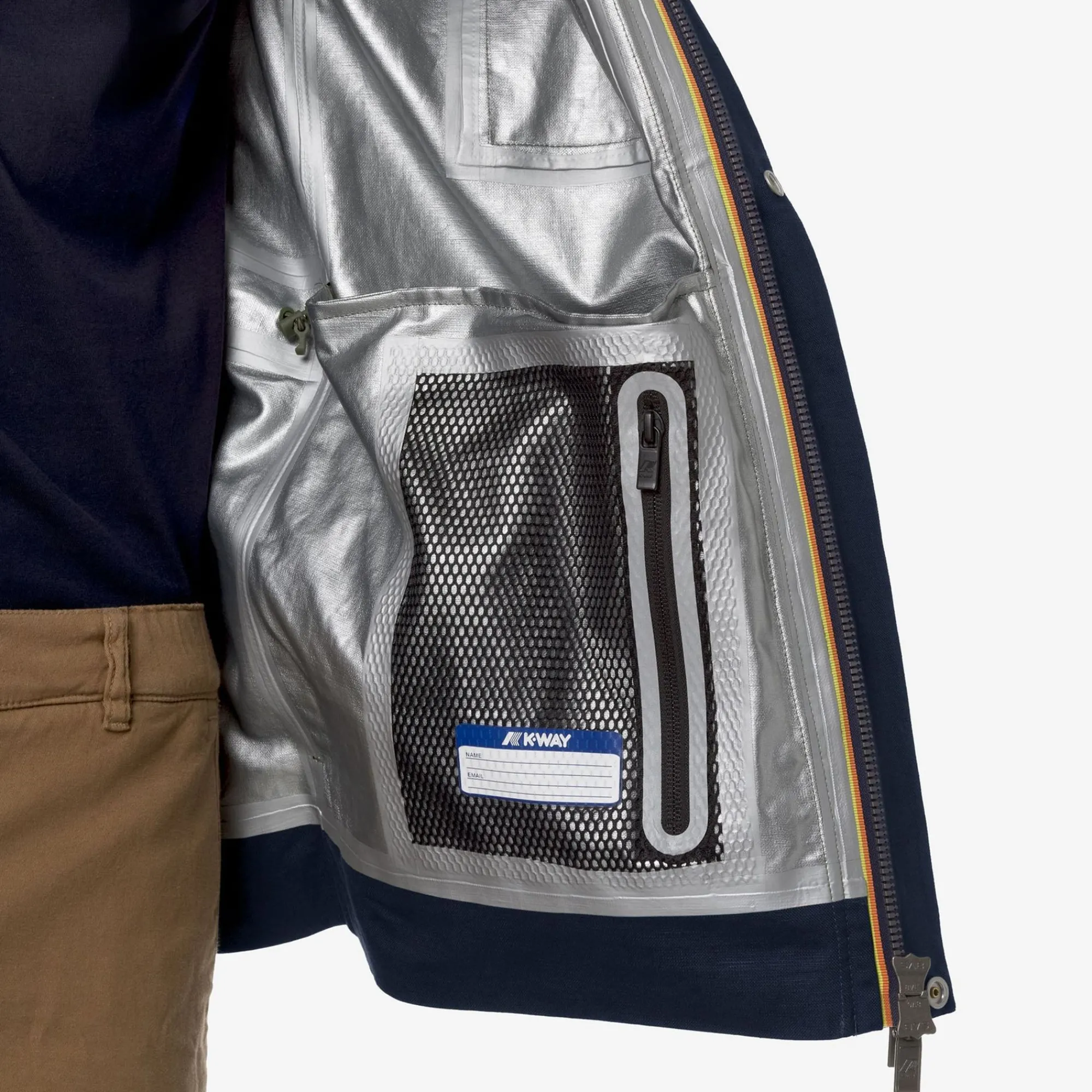 K-WAY Erhal Linen Blend 2L - Jackets - Mid - Man - Blue Depth-Silver Hot