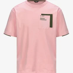 K-WAY Fantome Contrast Pockets - T-Shirtstop - T-Shirt - Man - Pink Ash-Green Cypress Best Sale