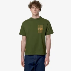 K-WAY Fantome Lettering - T-Shirtstop - T-Shirt - Man - Green Cypress-Orange Md Discount