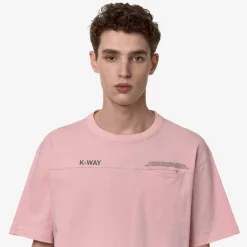 K-WAY Fantome Lettering - Pocket - T-Shirtstop - T-Shirt - Man - Pink Ash-Green Cypress Shop