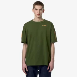 K-WAY Fantome Sleeve Pocket - T-Shirtstop - T-Shirt - Man - Green Cypress-Orange Md Best Sale