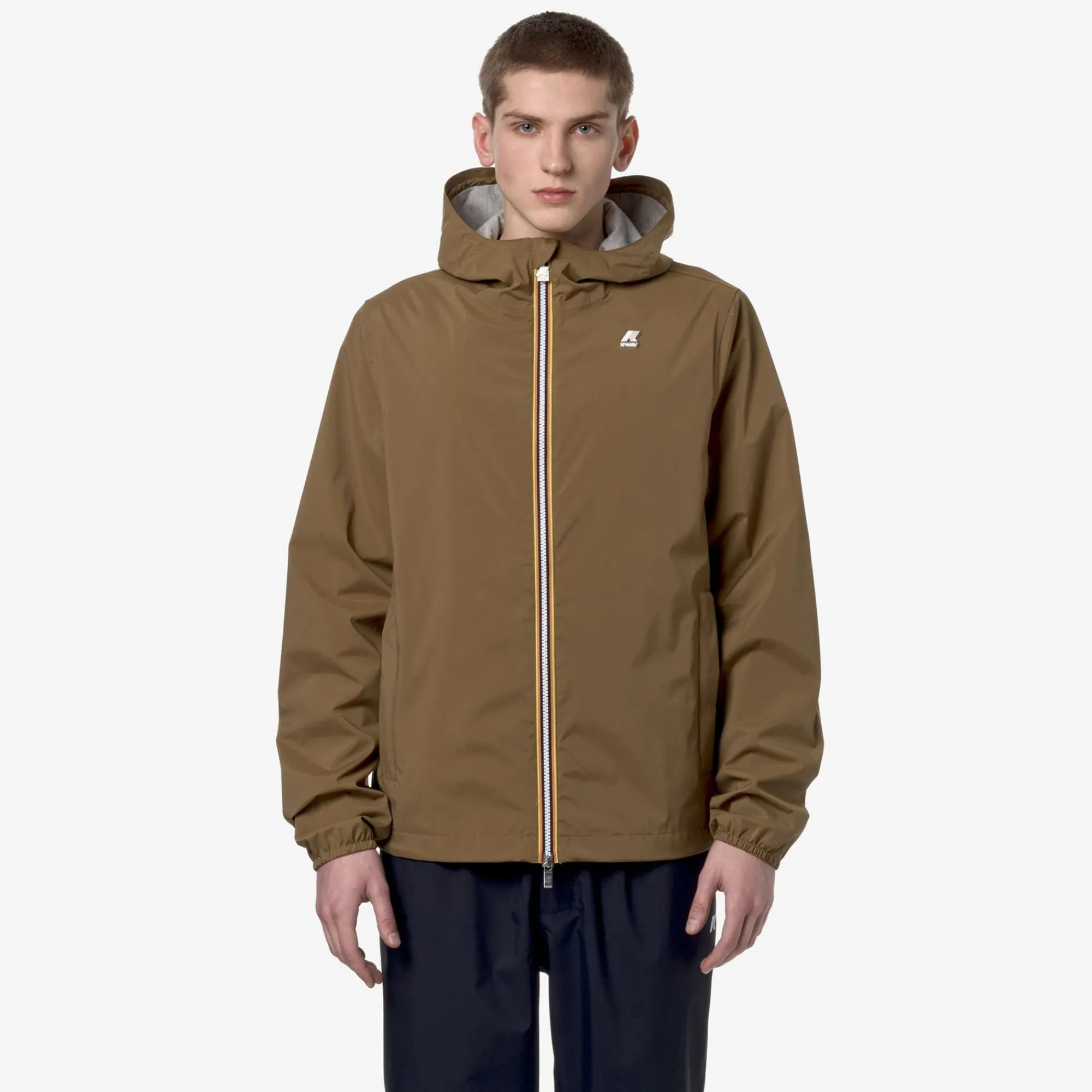 K-WAY Jackstretch Nylon Jersey - Jackets - Short - Man - Brown Corda Best Sale