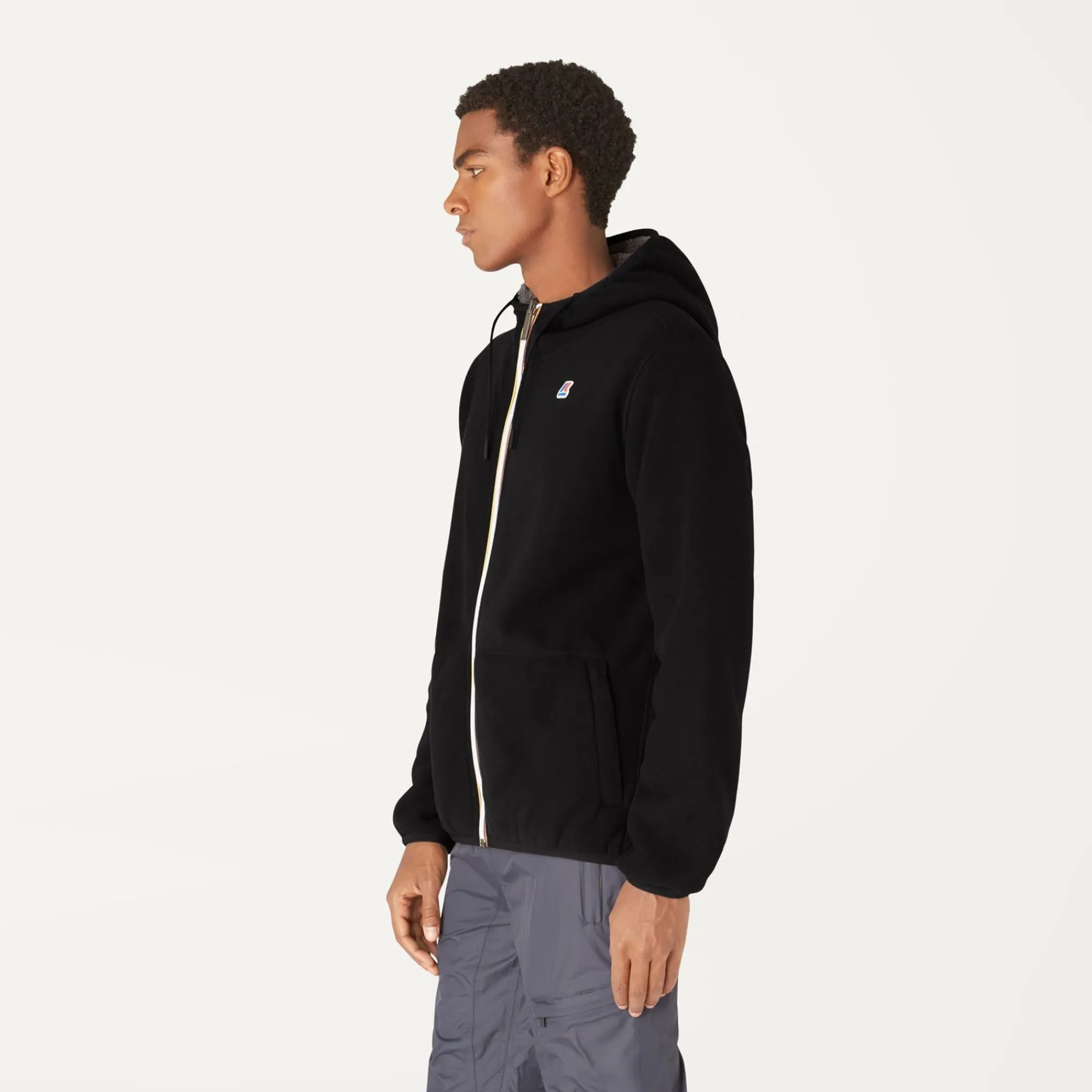 K-WAY Jacques Polar Reversible - Fleece - Jacket - Man - Black Pure-Grey Smoked Cheap