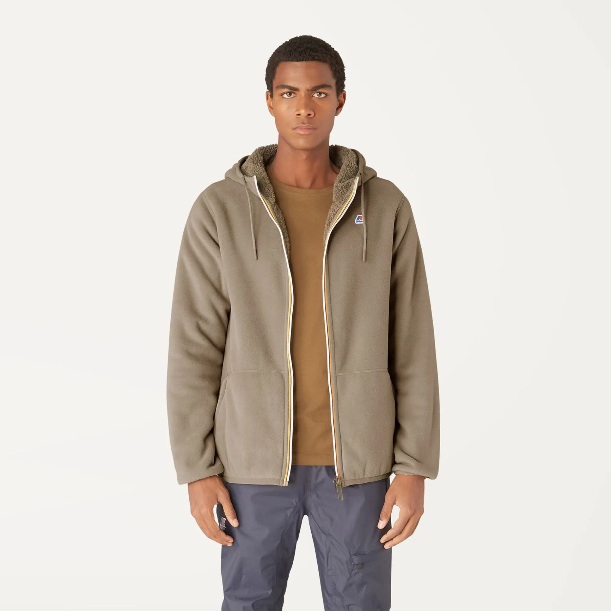 K-WAY Jacques Polar Reversible - Fleece - Jacket - Man - Beige Taupe-Browm Flash Sale