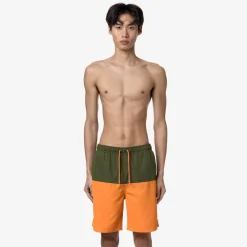 K-WAY Lenon - Bathing Suits - Swimming Trunk - Man - Green C-Orange M Discount