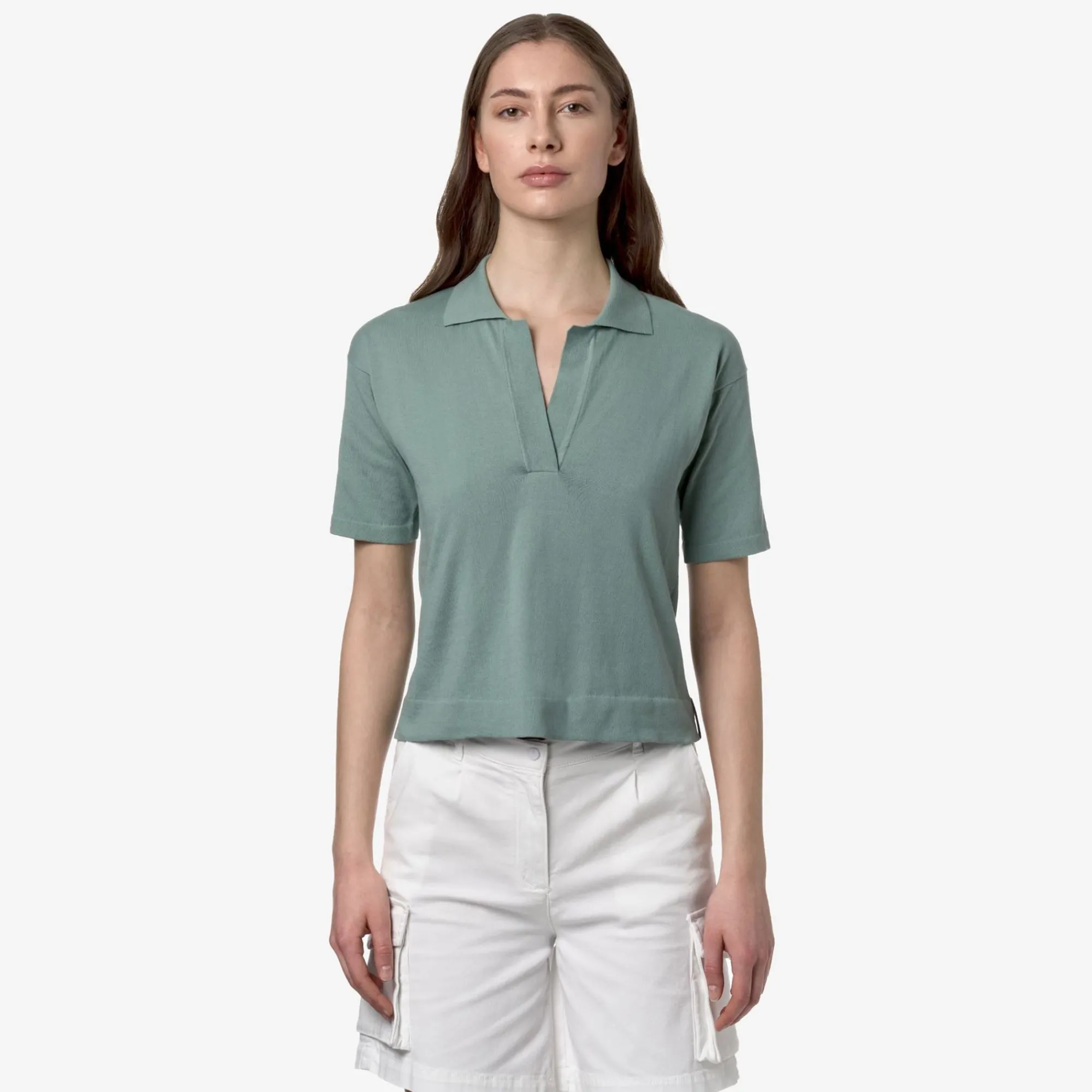 K-WAY Marlhes - Knitwear - Polo - Woman - Green Mold Flash Sale