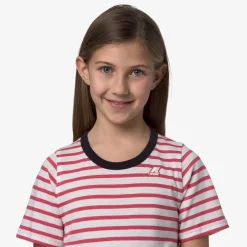 K-WAY P. Emeli Stripes - T-Shirtstop - T-Shirt - Girl - White-Pink D-Blue Fashion
