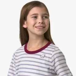 K-WAY P. Emeli Stripes - T-Shirtstop - T-Shirt - Girl - White-Violet Glicine-Red Dk Outlet