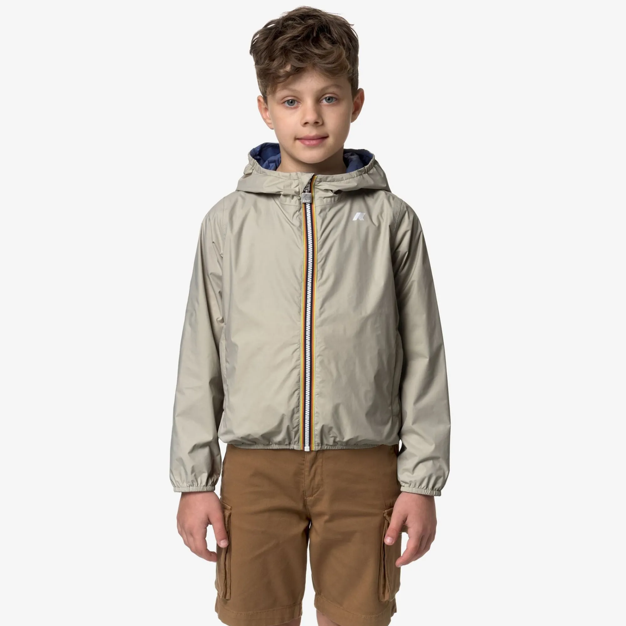 K-WAY P. Jake Plus.2 Reversible - Jackets - Short - Boy - Beige L-Blue F Cheap
