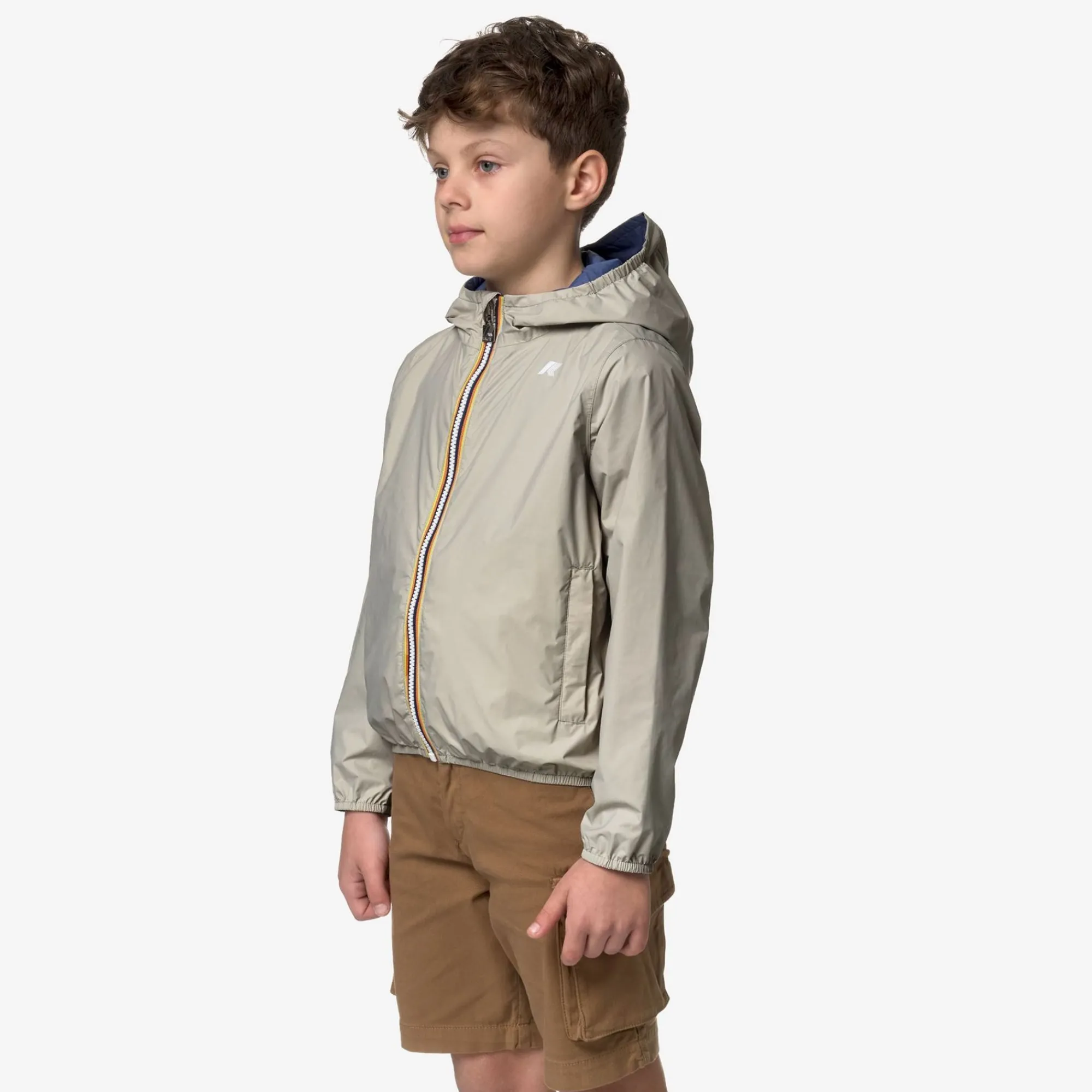 K-WAY P. Jake Plus.2 Reversible - Jackets - Short - Boy - Beige L-Blue F Cheap