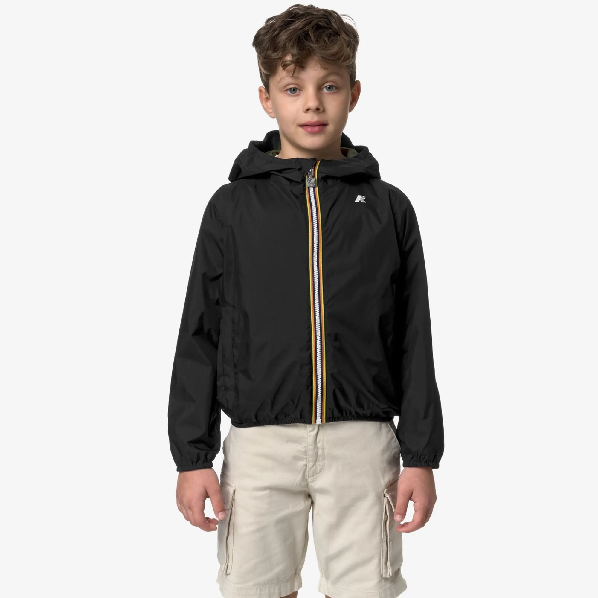K-WAY P. Jake Plus.2 Reversible - Jackets - Short - Boy - Black Pure-Green Cypress New