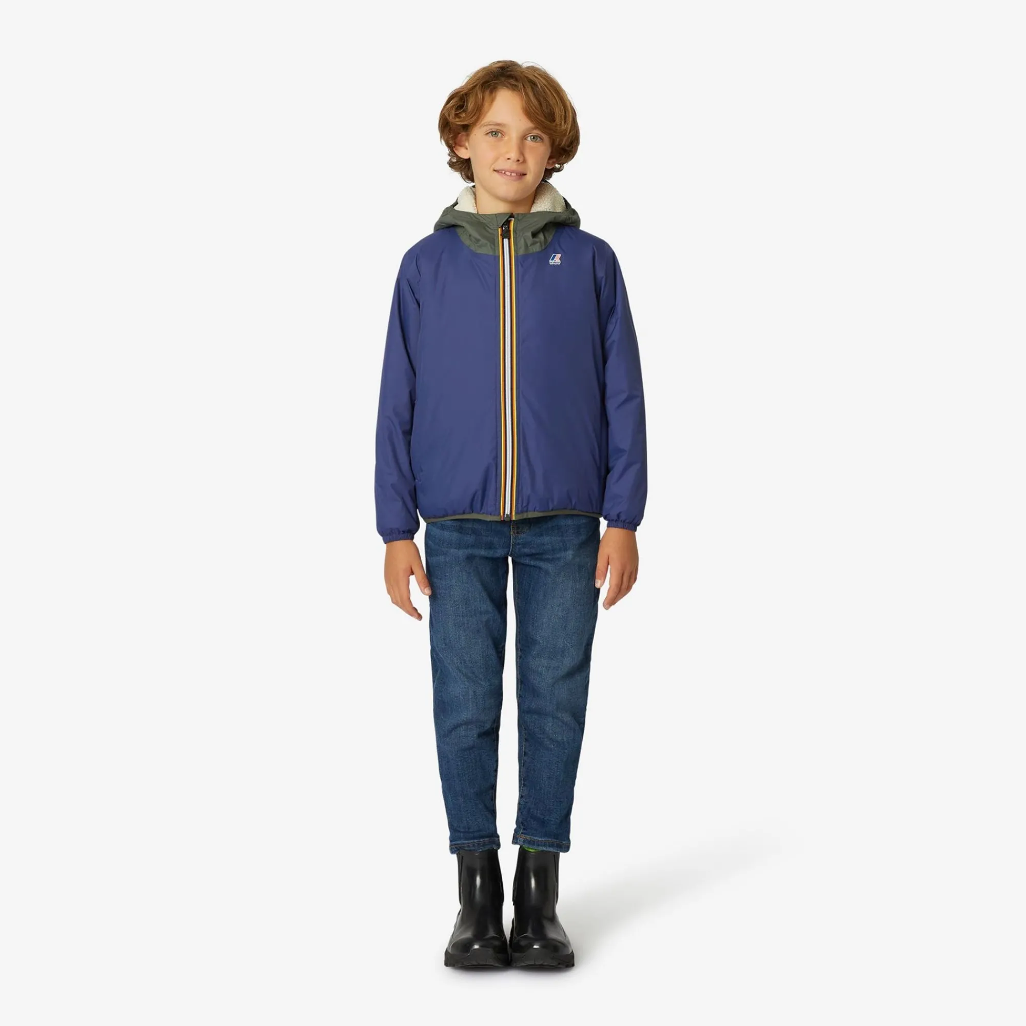 K-WAY P. Le Vrai 3.0 Claude Orsetto - Jackets - Mid - Kid Unisex - Ecru-Green B-Blue M Cheap