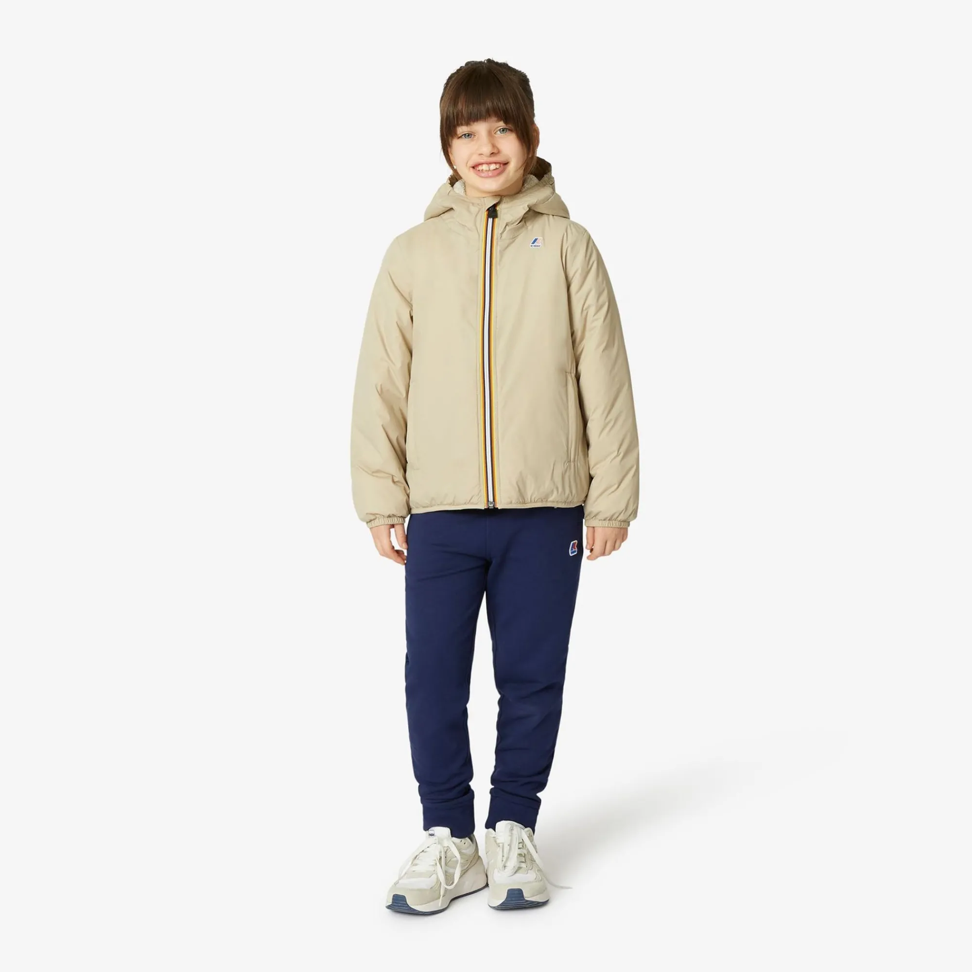 K-WAY P. Le Vrai 3.0 Claude Orsetto - Jackets - Mid - Kid Unisex - Ecru-Beige Grey New