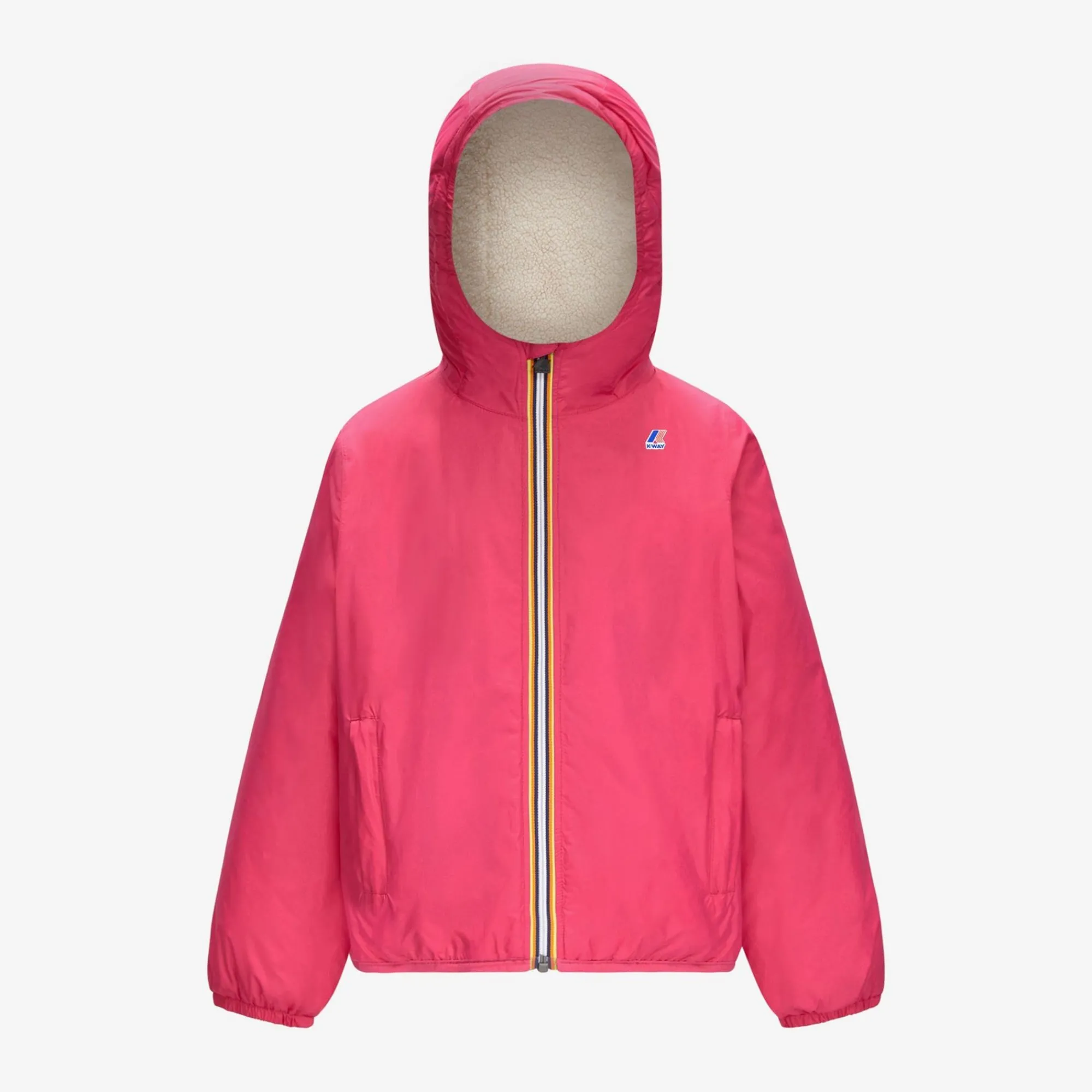 K-WAY P. Le Vrai 3.0 Claude Orsetto - Jackets - Mid - Kid Unisex - Ecru-Fuchsia Magenta Best Sale