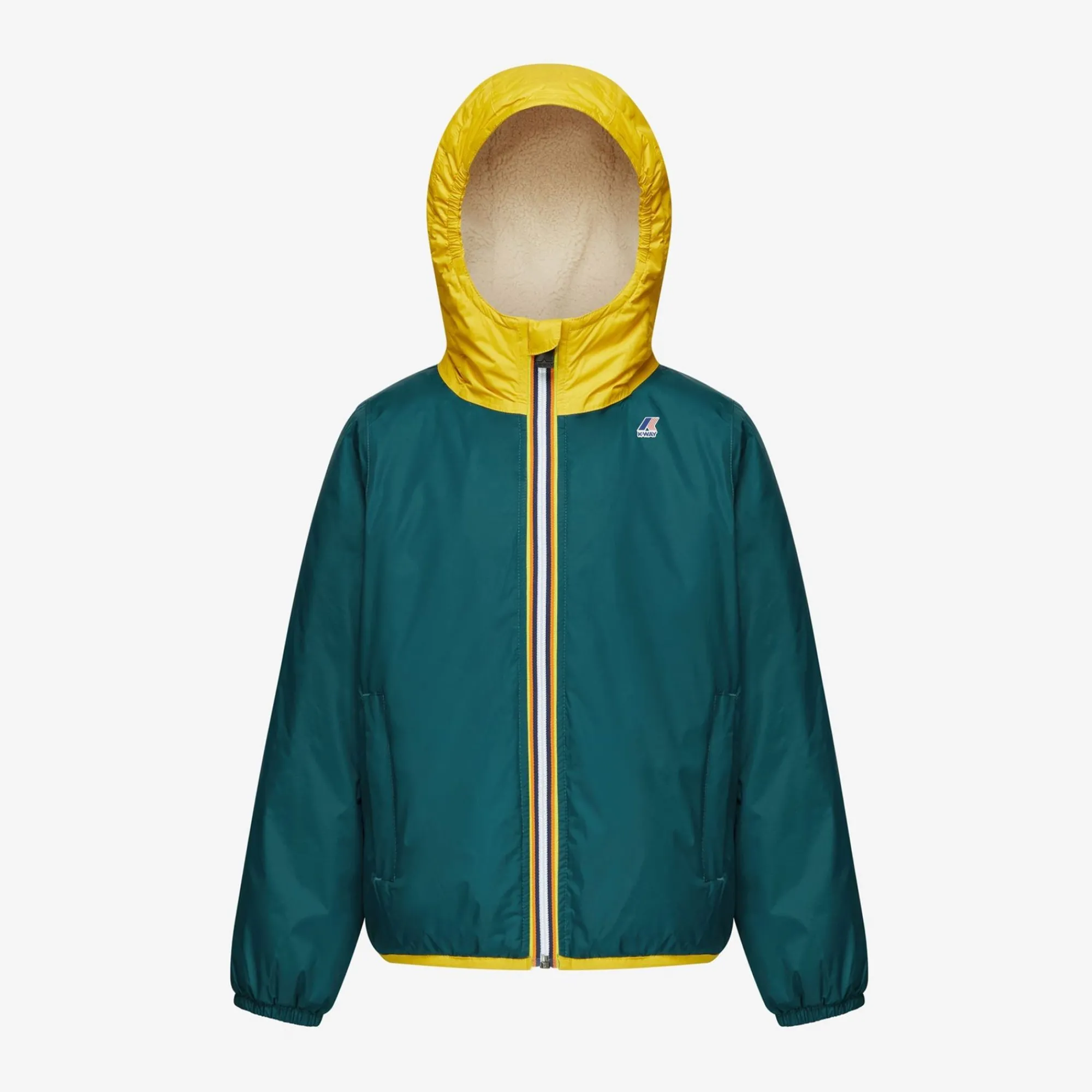K-WAY P. Le Vrai 3.0 Claude Orsetto - Jackets - Mid - Kid Unisex - Ecru-Green P-Yellow Flash Sale