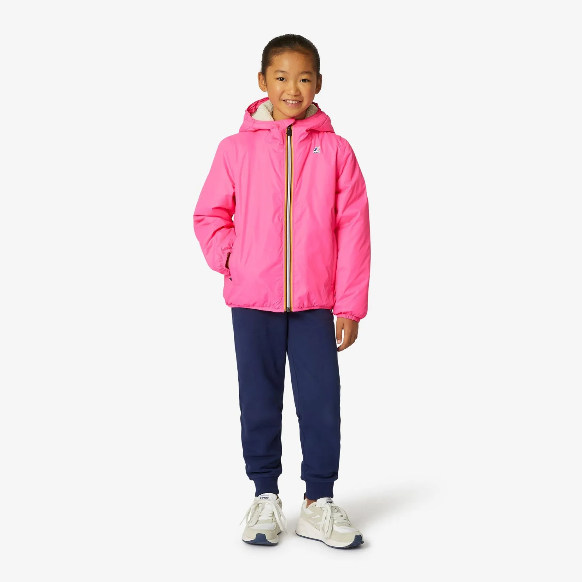 K-WAY P. Le Vrai 3.0 Claude Orsetto - Jackets - Mid - Kid Unisex - Ecru-Pink Intense Best Sale