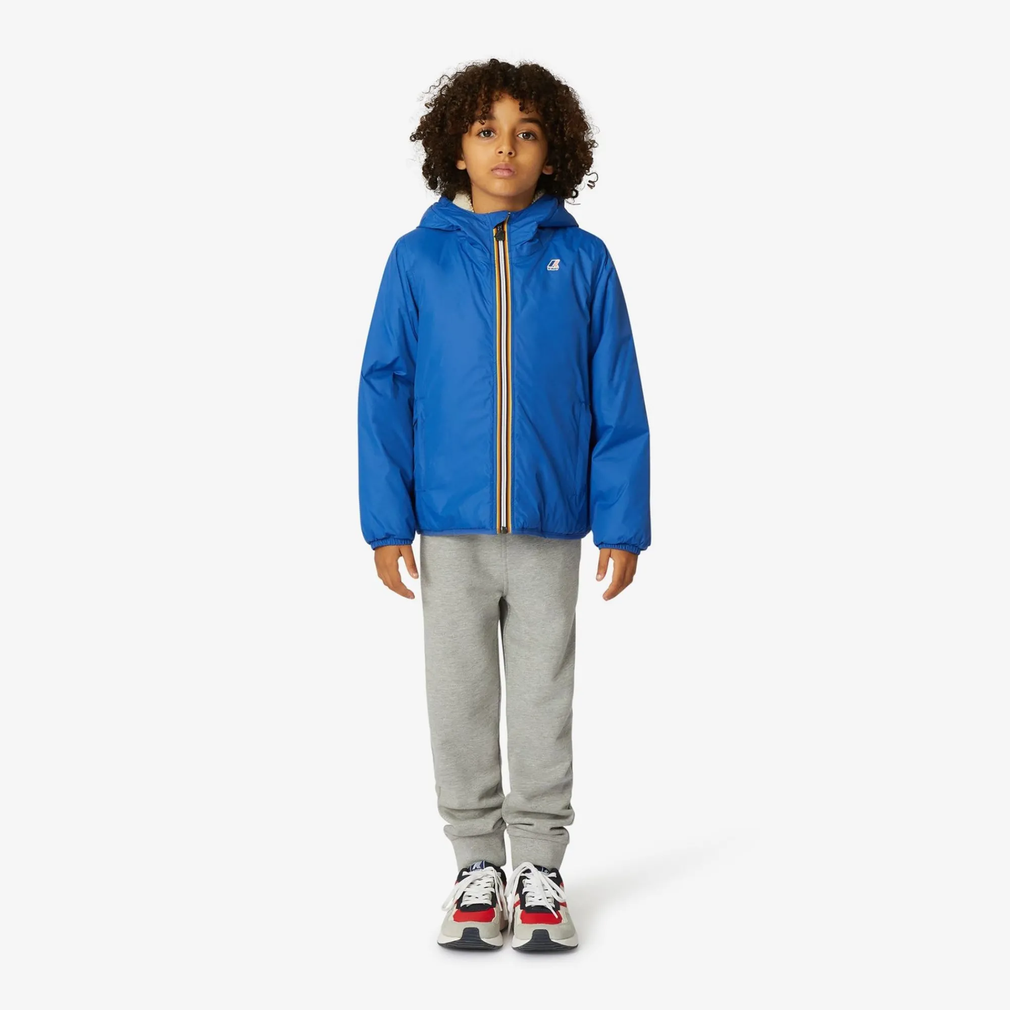 K-WAY P. Le Vrai 3.0 Claude Orsetto - Jackets - Mid - Kid Unisex - Ecru-Blue Royal Marine Shop