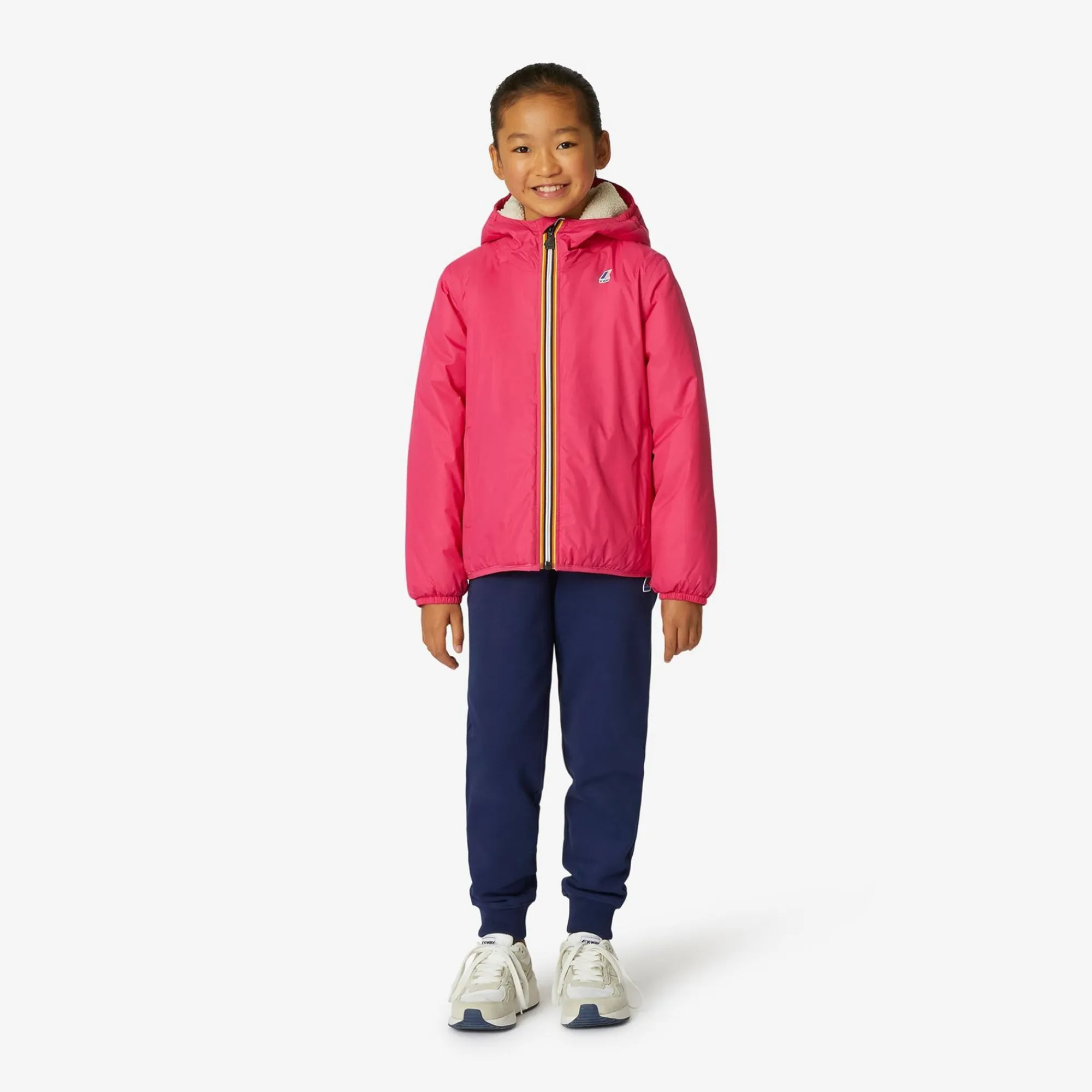 K-WAY P. Le Vrai 3.0 Claude Orsetto - Jackets - Mid - Kid Unisex - Ecru-Fuchsia Magenta Best Sale