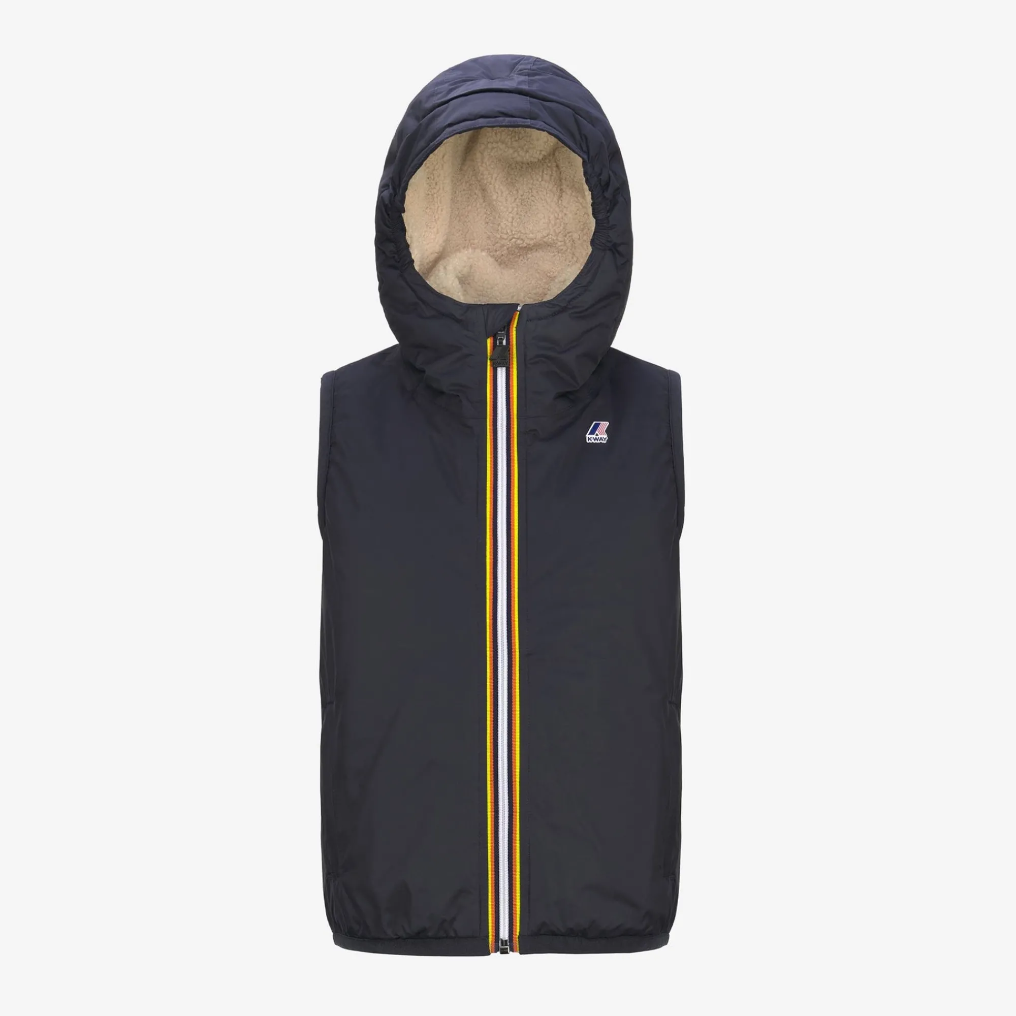 K-WAY P. Le Vrai 3.0 Orlan Orsetto - Jackets - Vest - Kid Unisex - Ecru-Blue Depht Sale