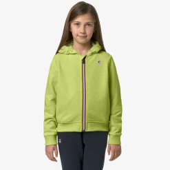 K-WAY P. Le Vrai Arnel Poly Cotton - Fleece - Jacket - Kid Unisex - Green Celery Clearance
