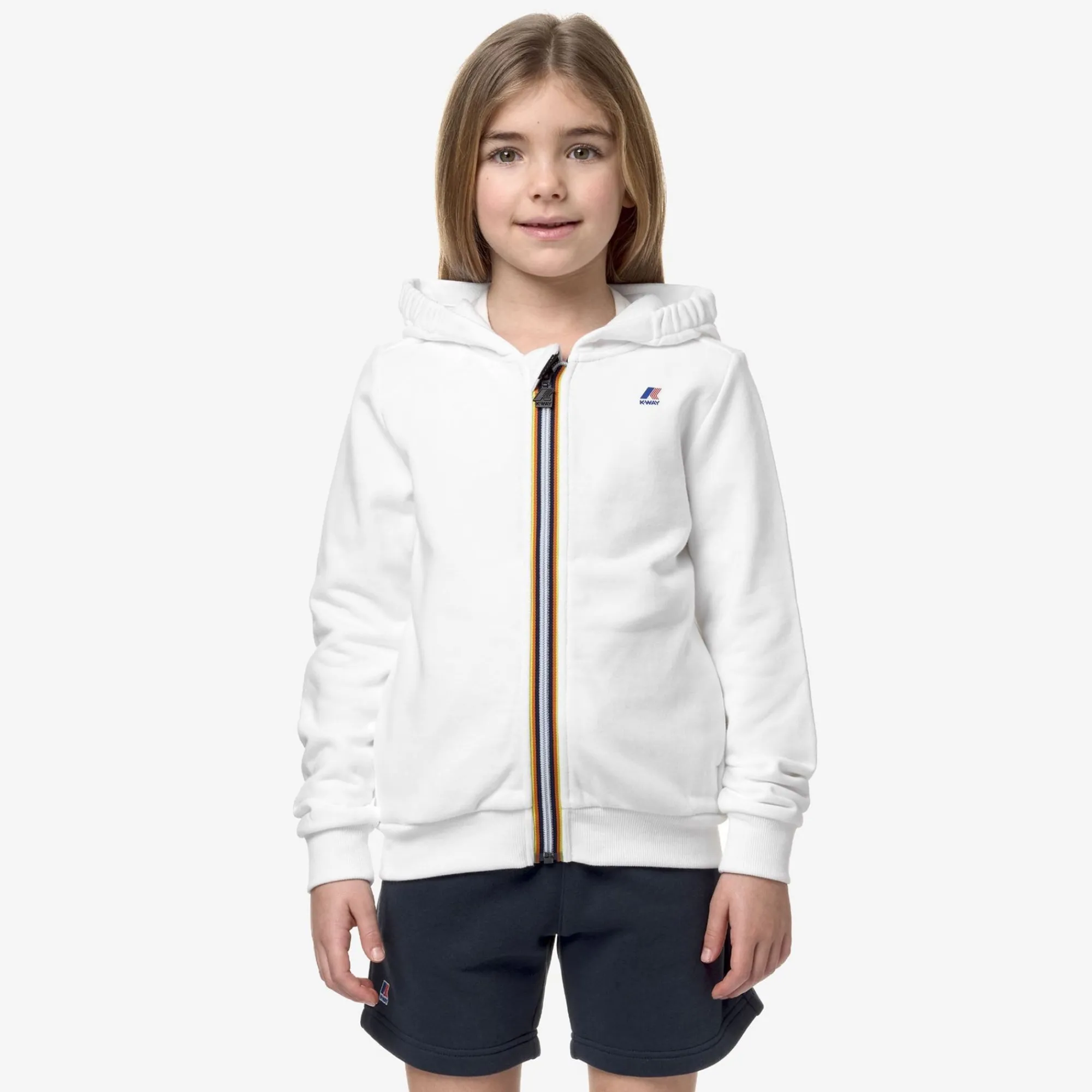 K-WAY P. Le Vrai Arnel Poly Cotton - Fleece - Jacket - Kid Unisex - White Best Sale