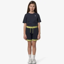 K-WAY P. Le Vrai Nest Nylon Pc - Shorts - Sportshorts - Kid Unisex - Blue Depth-Green Celery Fashion