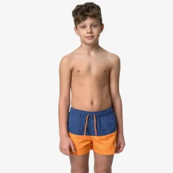 K-WAY P. Leslie - Bathing Suits - Swimming Trunk - Boy - Blue Fiord-Orange Md Flash Sale